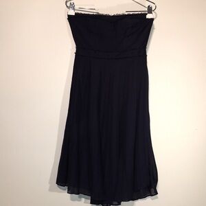 Navy JCrew strapless cotton and silk raw edge 4p